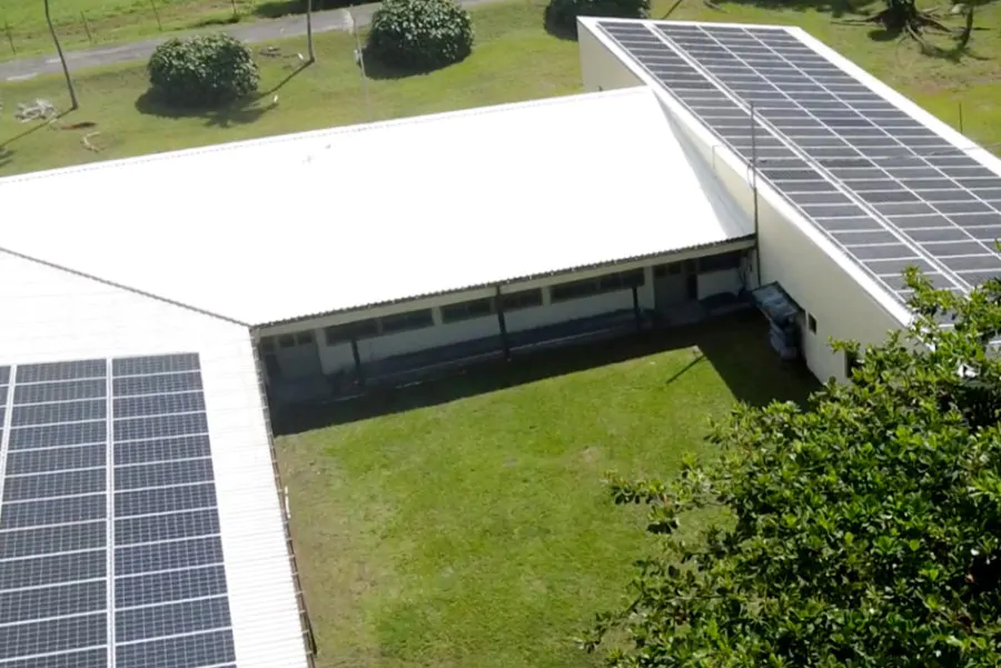 Panels on the workshop connected to the grid